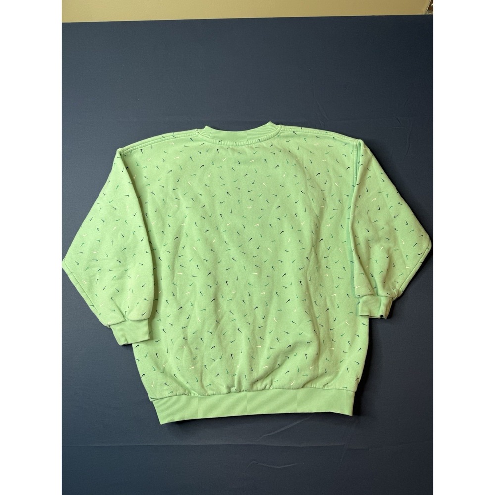 Nike unisex kids Green Crewneck Sweatshirt Long Sleeve All-Over Swoosh size M - Picture 5 of 5